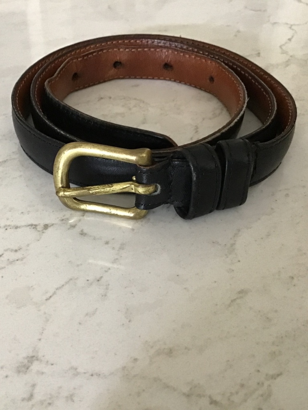 Coach black leather belt with brass buckle sz32